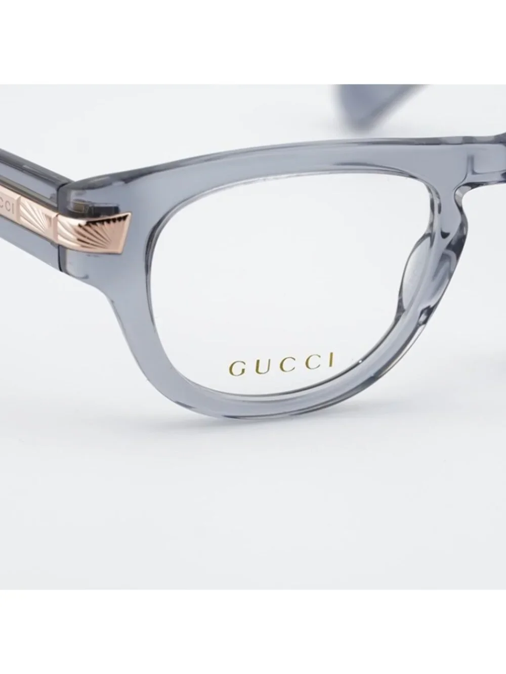 Gucci GG1519O 003 Eyeglasses Shiny Transparent Grey 51mm Oval Frame